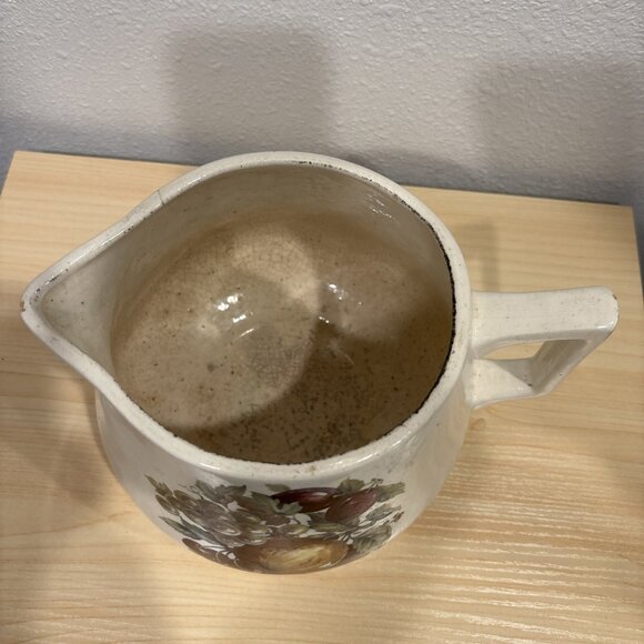 Vintage McCoy Pottery Pitcher Autumn Leaves Grape Fruit Nut Crazing Farmhouse - Picture 8 of 12